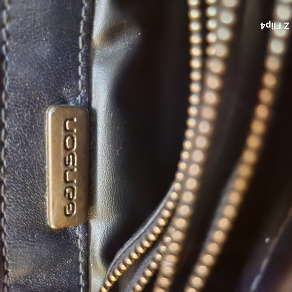 GANSON True Navy Blue Classic Flap Leather Shoulder BAG EUC - Picture 11 of 12